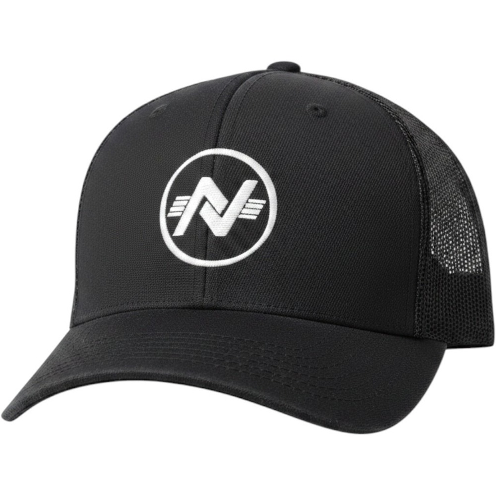 Flexfit Trucker Hat Mens L-XL Black Mesh Back Baseball Cap N Logo Casual Outdoor